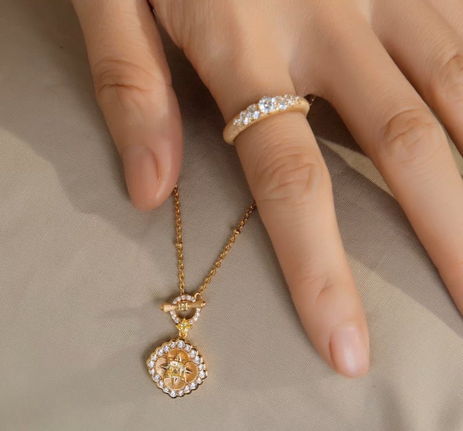 Golden Blossom Medallion Necklace - Gem Vivi