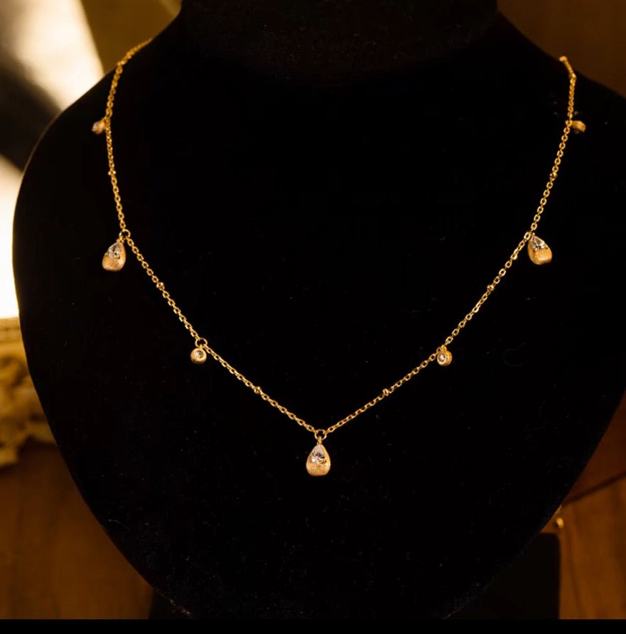 Golden Dewdrop Charm Necklace - Gem Vivi