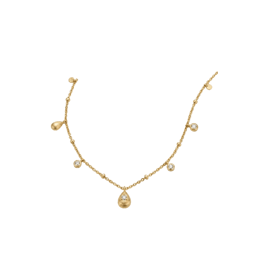 Golden Dewdrop Charm Necklace - Gem Vivi