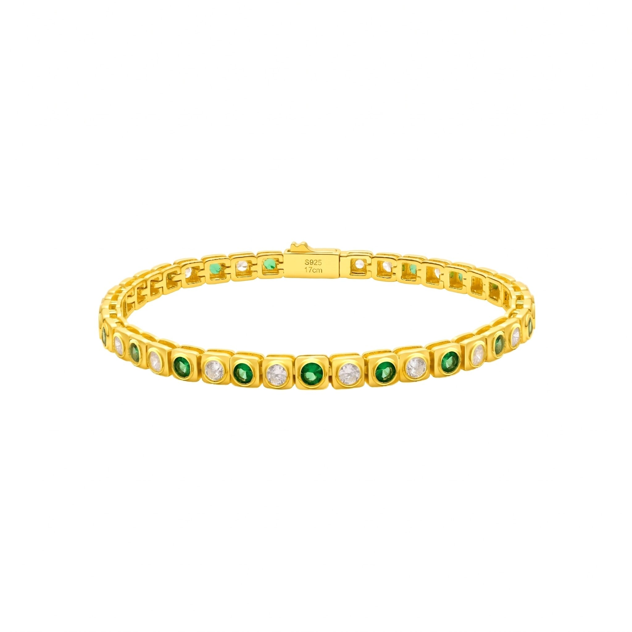 Golden Emerald Garden Tennis Bracelet - Gem Vivi