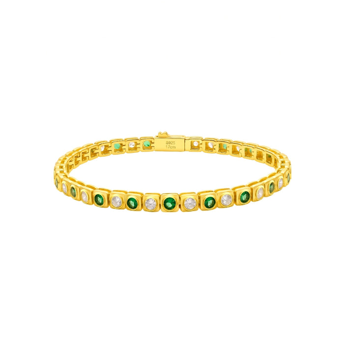 Golden Emerald Garden Tennis Bracelet - Gem Vivi