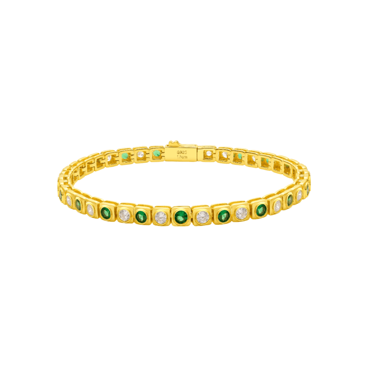 Golden Emerald Garden Tennis Bracelet - Gem Vivi