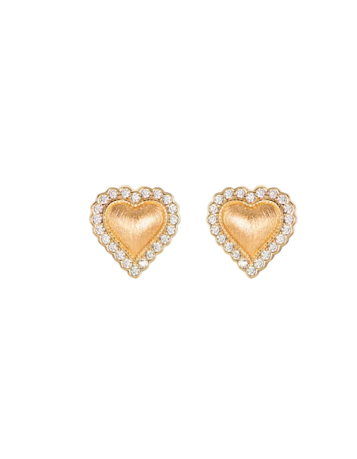 Golden Heart Halo Stud Earrings - Gem Vivi