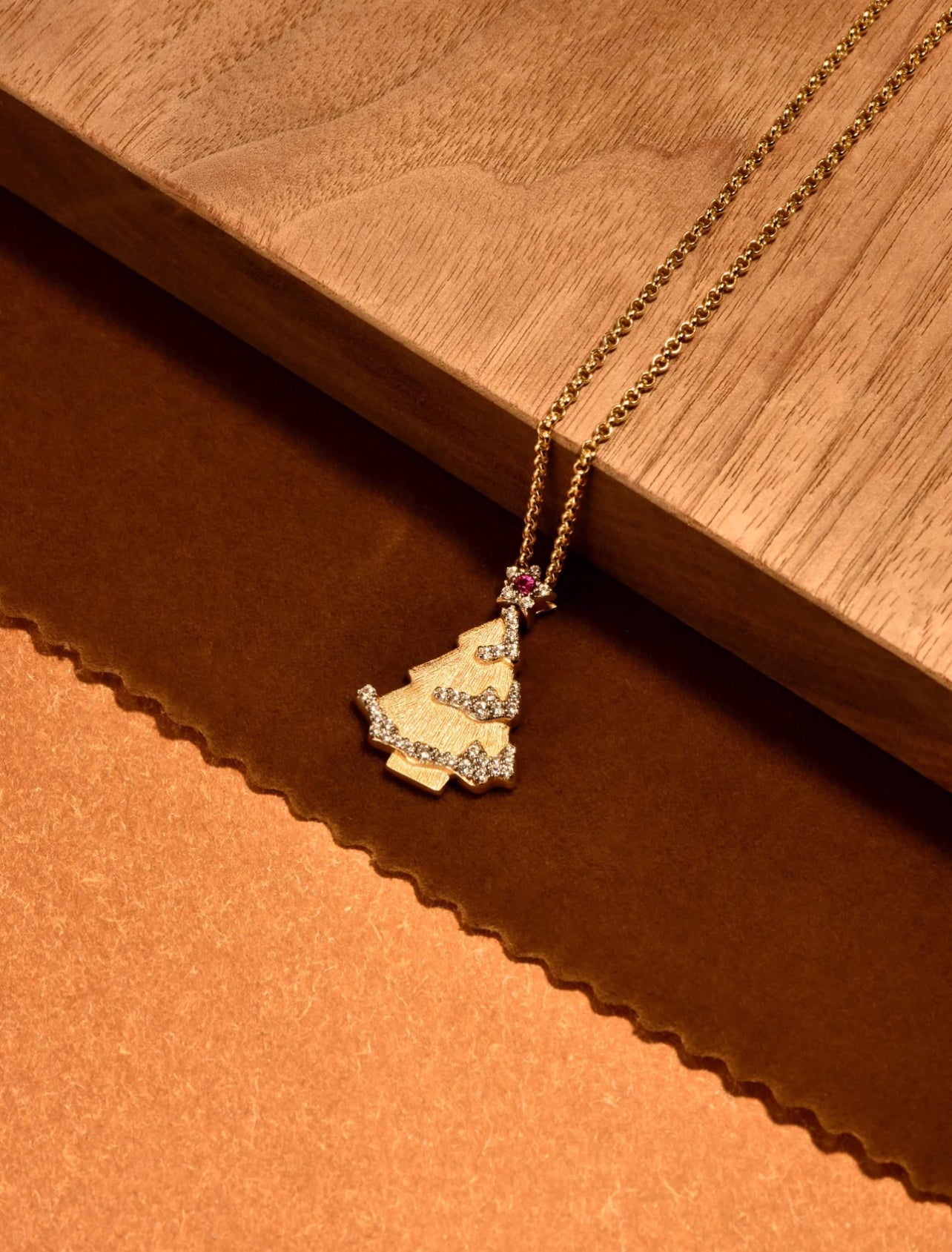 Golden Holiday Tree Necklace - Gem Vivi