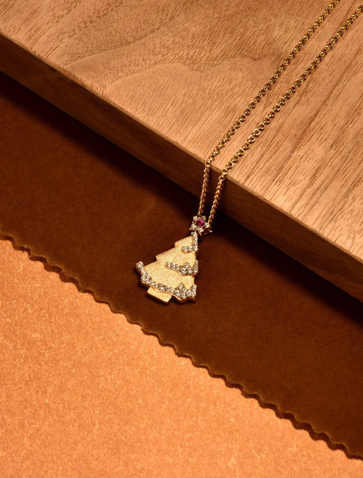 Golden Holiday Tree Necklace - Gem Vivi
