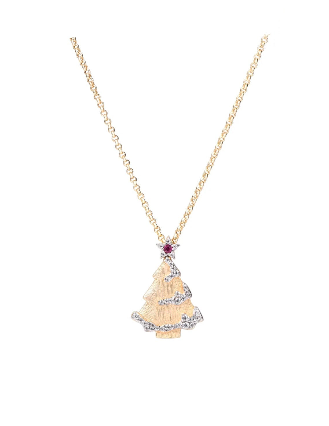 Golden Holiday Tree Necklace - Gem Vivi
