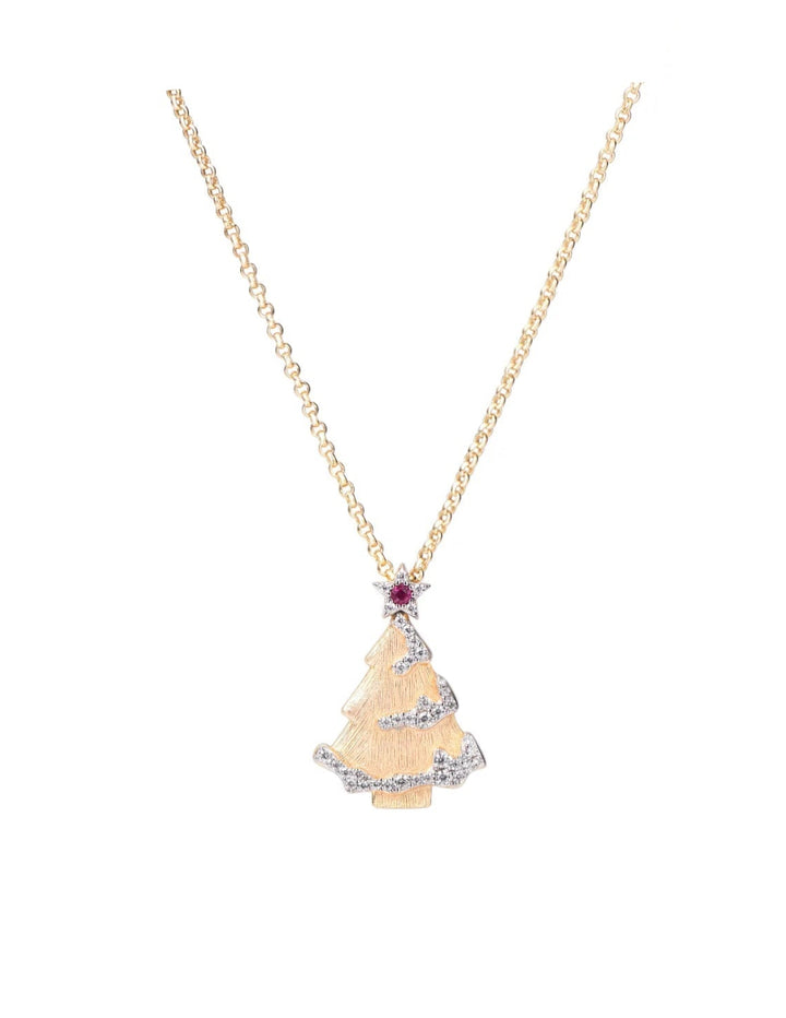 Golden Holiday Tree Necklace - Gem Vivi