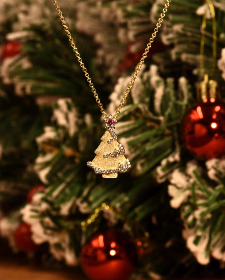 Golden Holiday Tree Necklace - Gem Vivi