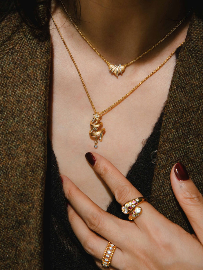 Golden Ribbon Heart Necklace - Gem Vivi