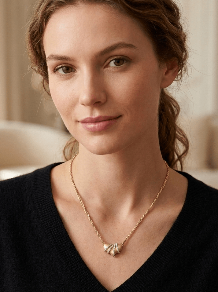 Golden Ribbon Heart Necklace - Gem Vivi