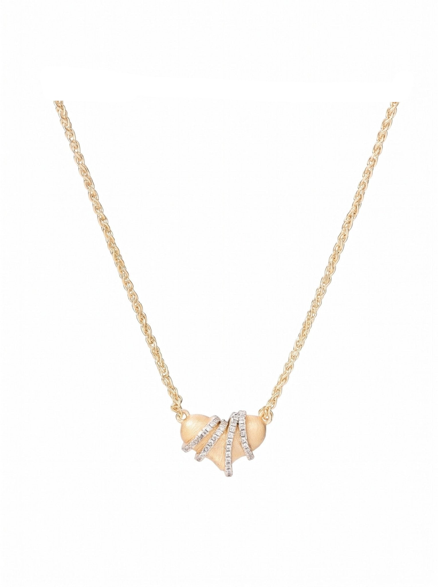 Golden Ribbon Heart Necklace - Gem Vivi