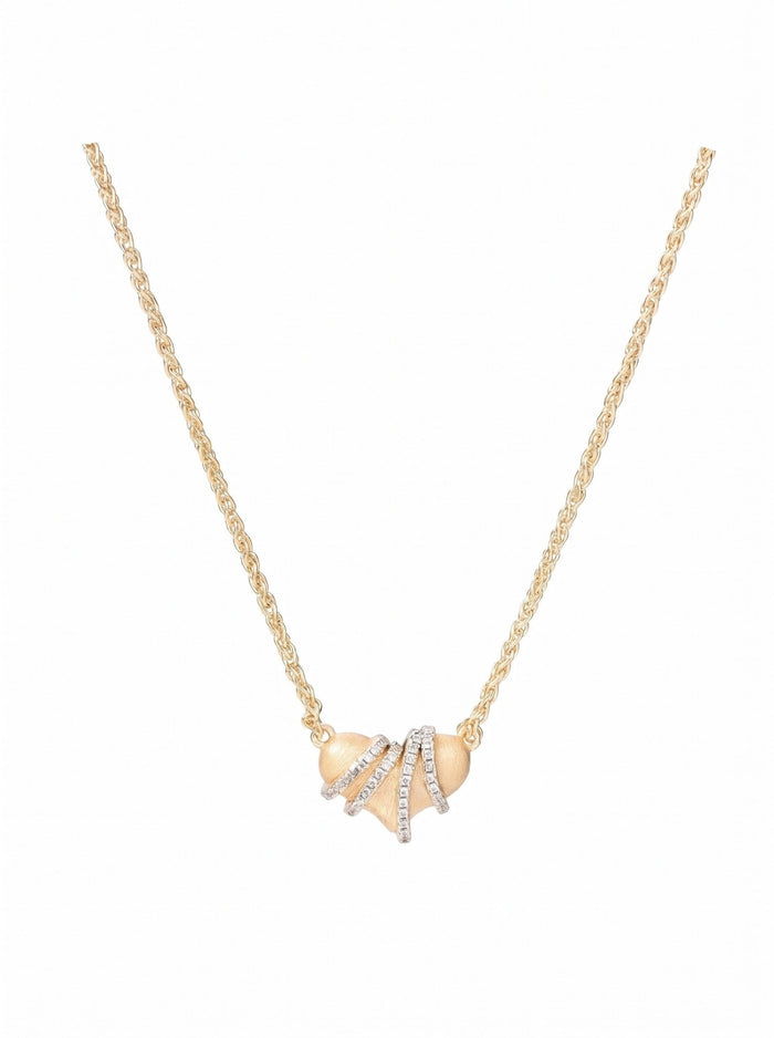 Golden Ribbon Heart Necklace - Gem Vivi