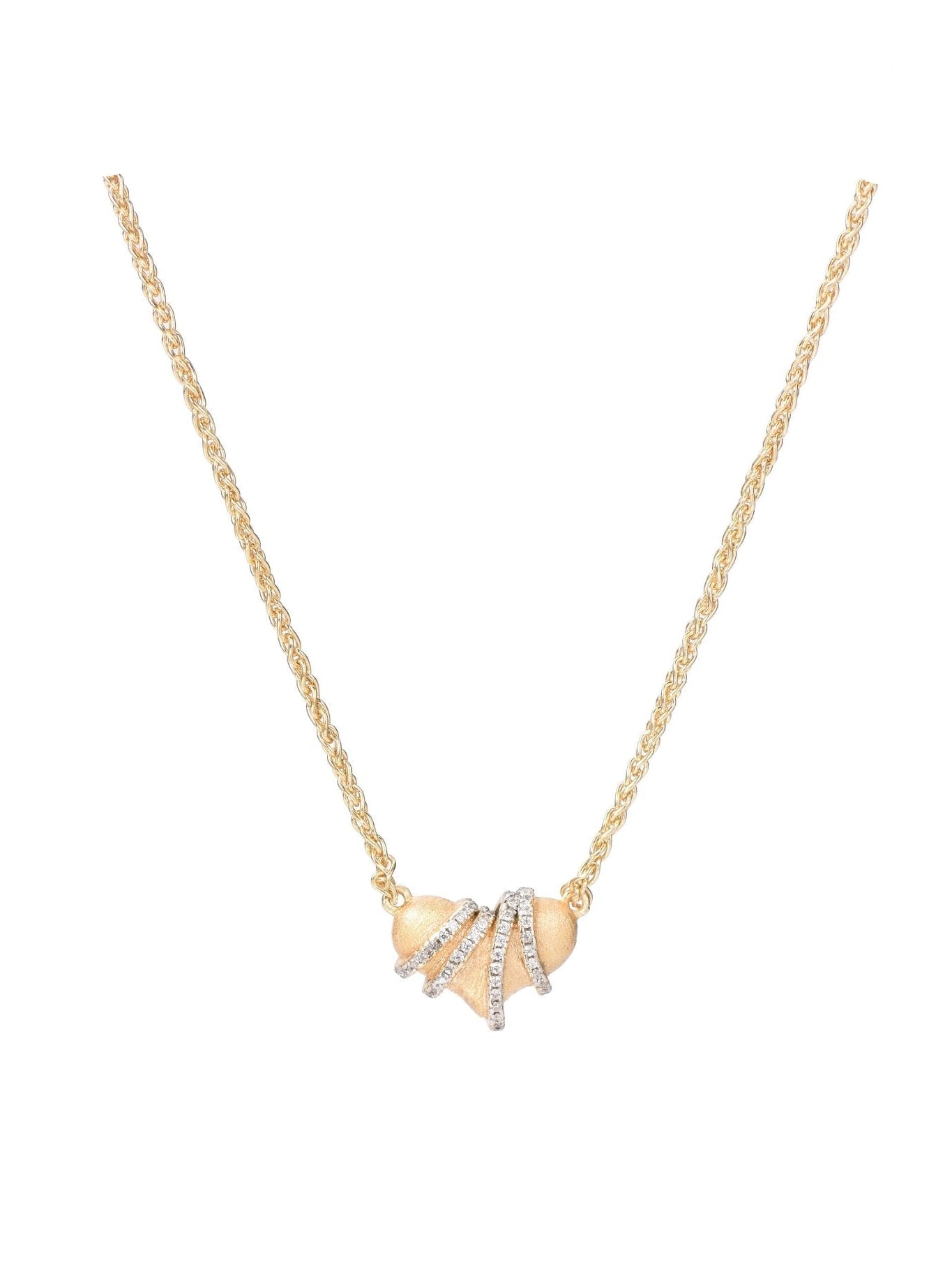 Golden Ribbon Heart Necklace - Gem Vivi