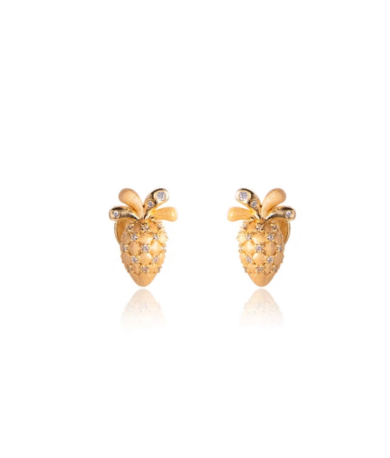 Golden Tiny Pinecone Stud Earrings - Gem Vivi