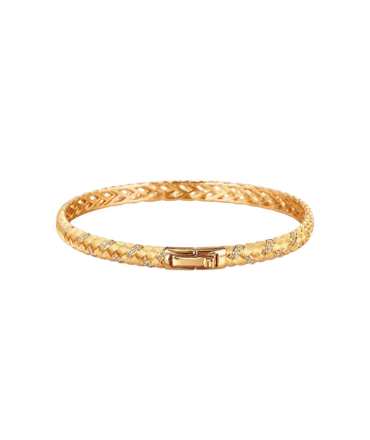 Golden Woven Sparkle Bangle - Gem Vivi