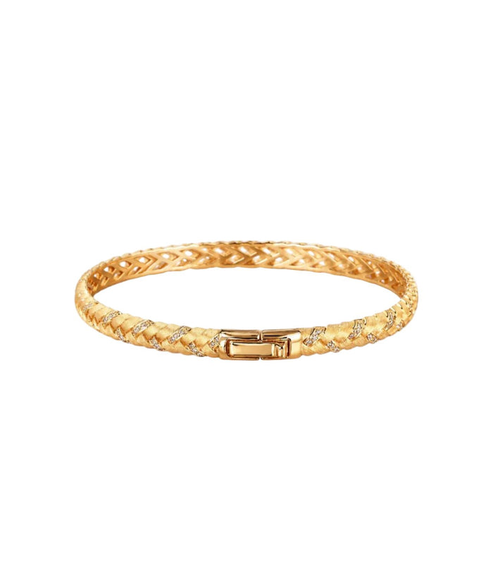 Golden Woven Sparkle Bangle - Gem Vivi