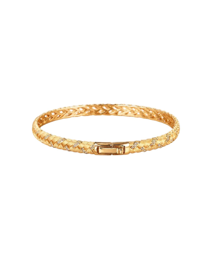 Golden Woven Sparkle Bangle - Gem Vivi