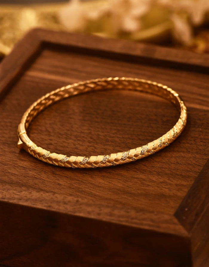 Golden Woven Sparkle Bangle - Gem Vivi
