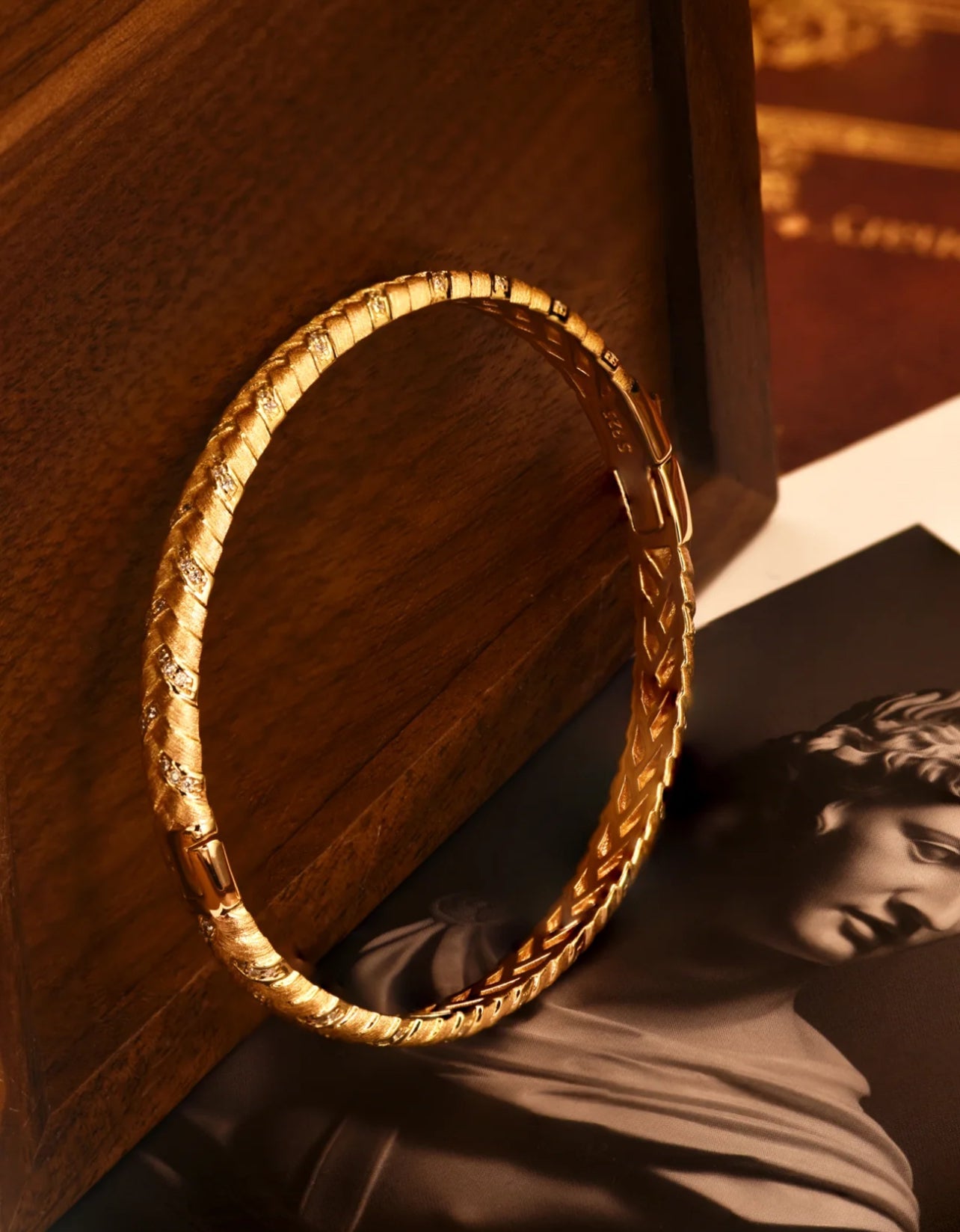 Golden Woven Sparkle Bangle - Gem Vivi