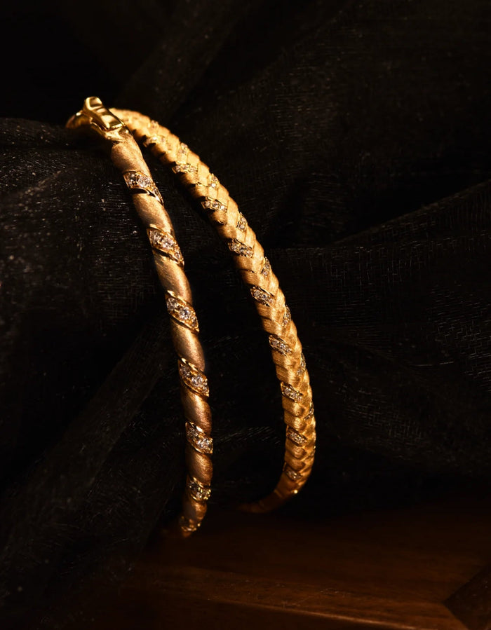 Golden Woven Sparkle Bangle - Gem Vivi