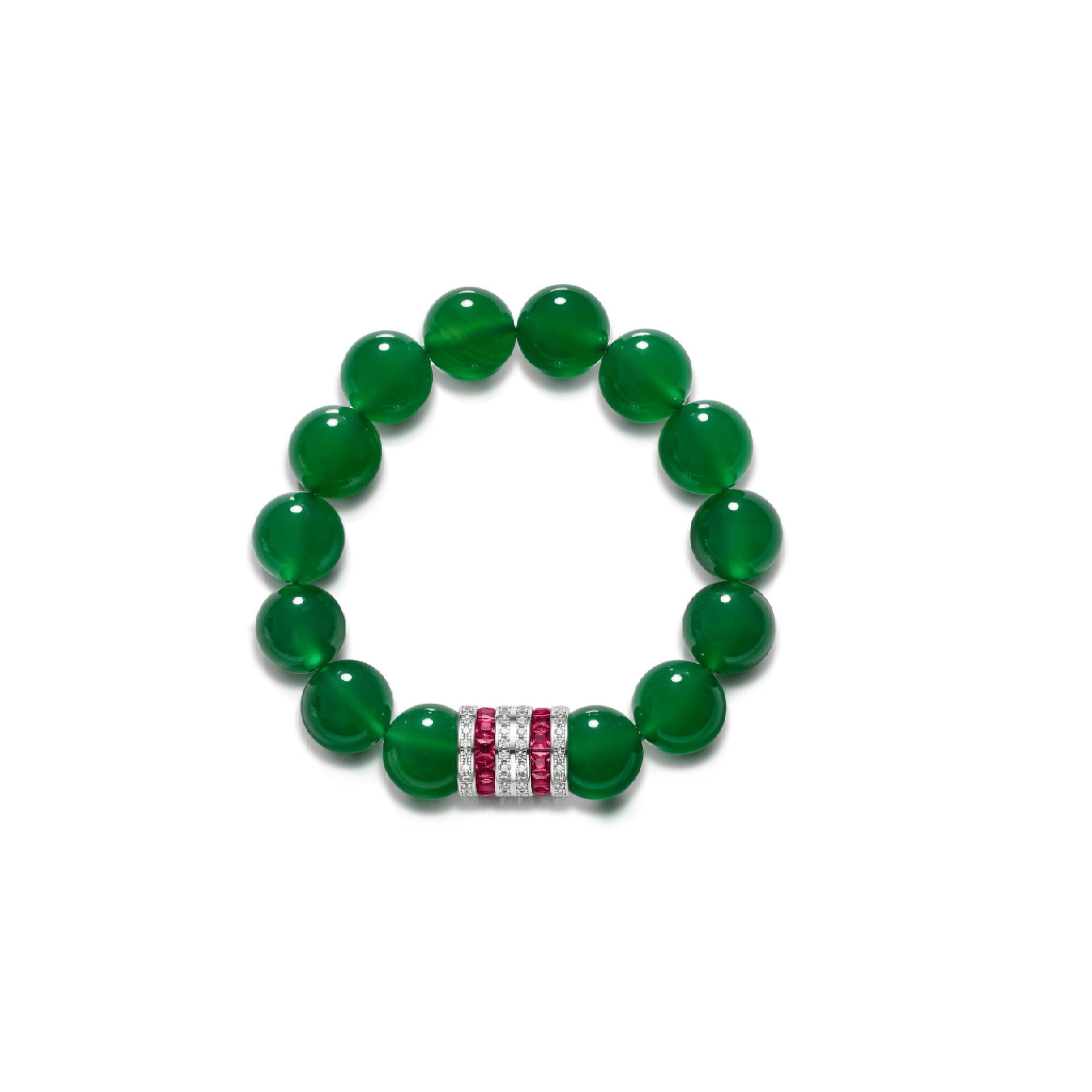 Green Bead & Ruby Accent Bracelet - Gem Vivi