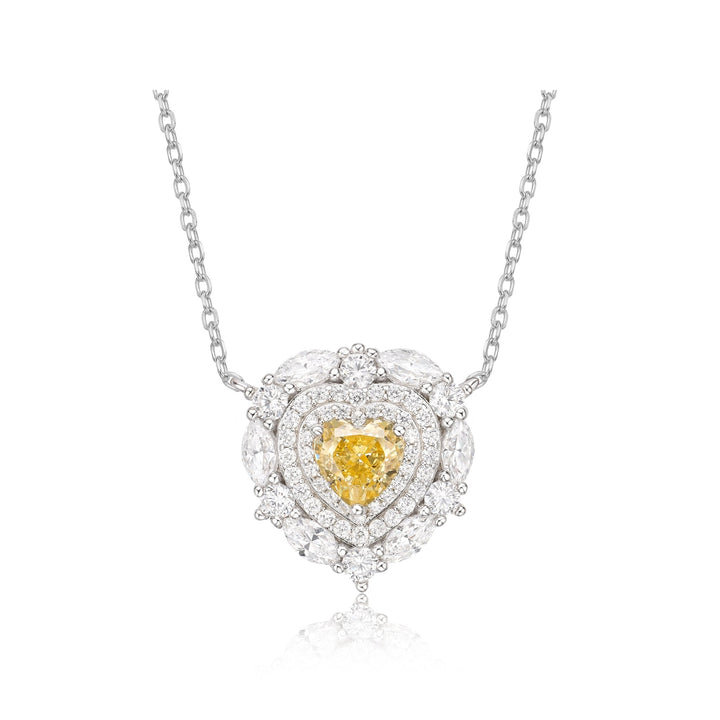 Heart Layered Canary Yellow Halo Necklace - Gem Vivi