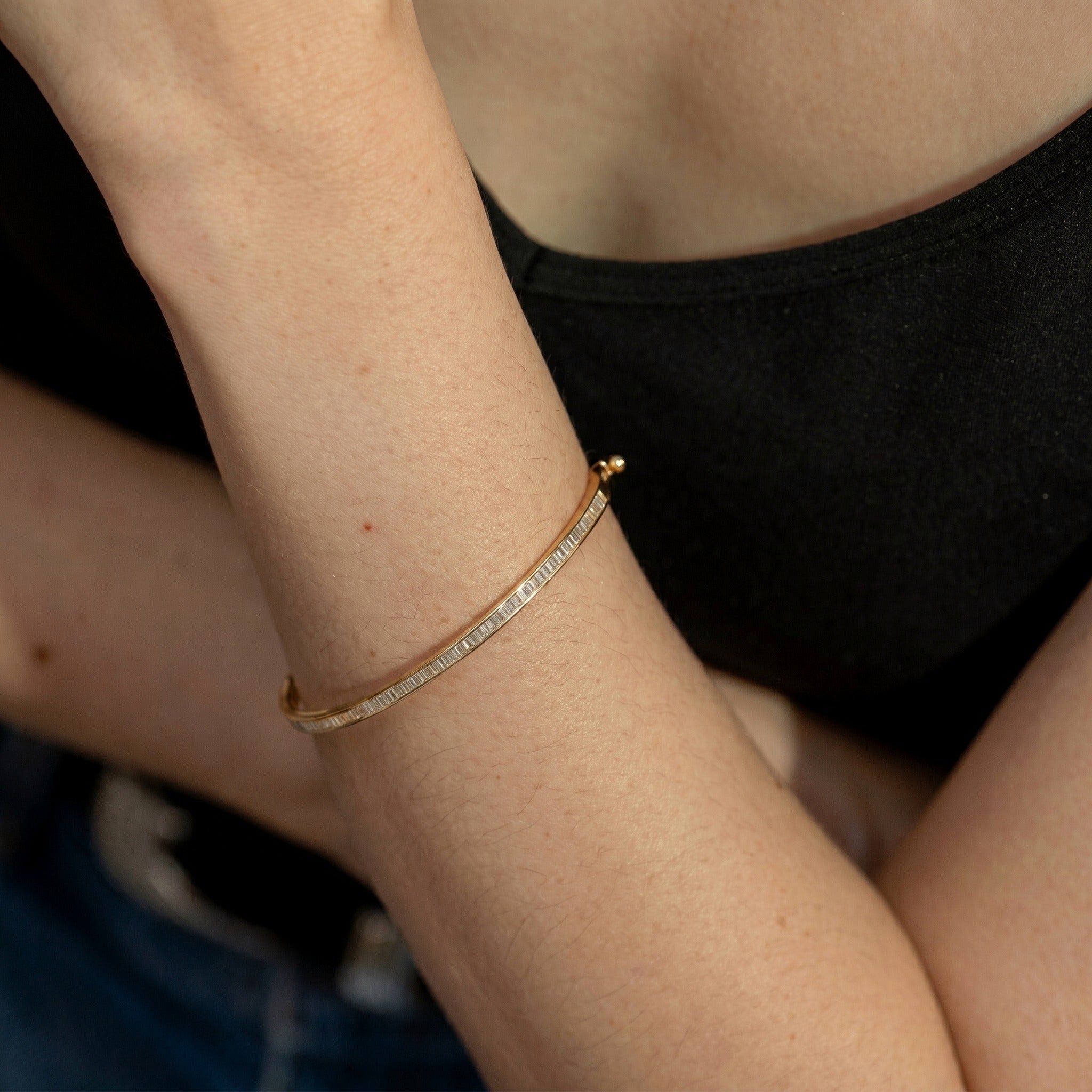 Hinged Baguette Glow Bangle Bracelet - Gem Vivi