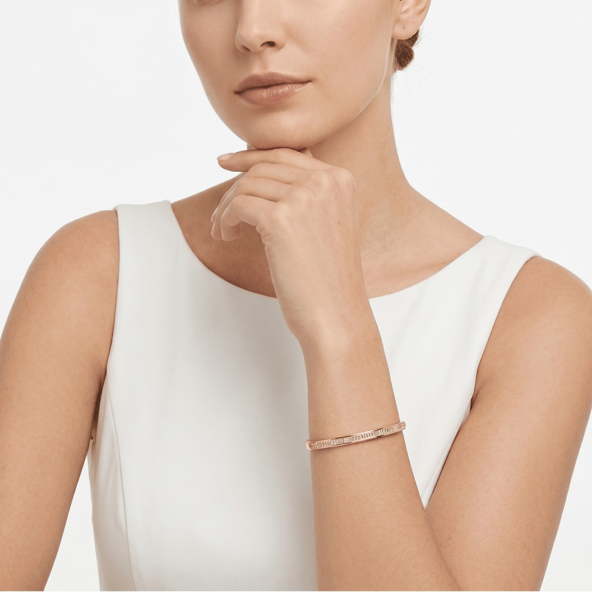 Hinged Baguette Glow Bangle Bracelet - Gem Vivi