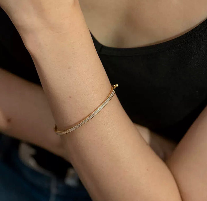 Hinged Baguette Glow Bangle Bracelet - Gem Vivi