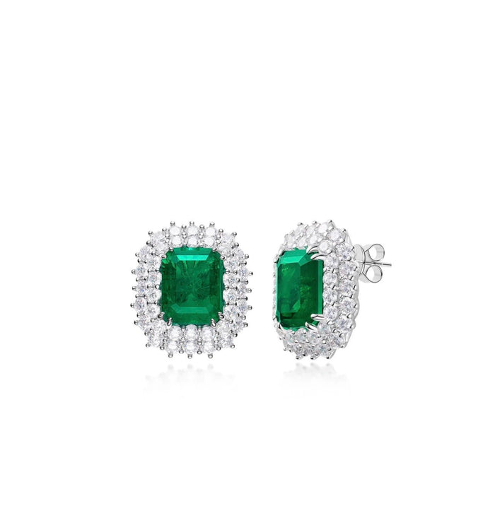 Imperial Emerald Garden Studs Earrings - Gem Vivi