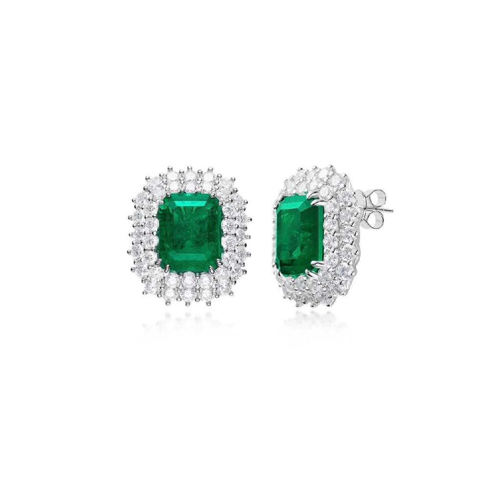Imperial Emerald Garden Studs Earrings - Gem Vivi