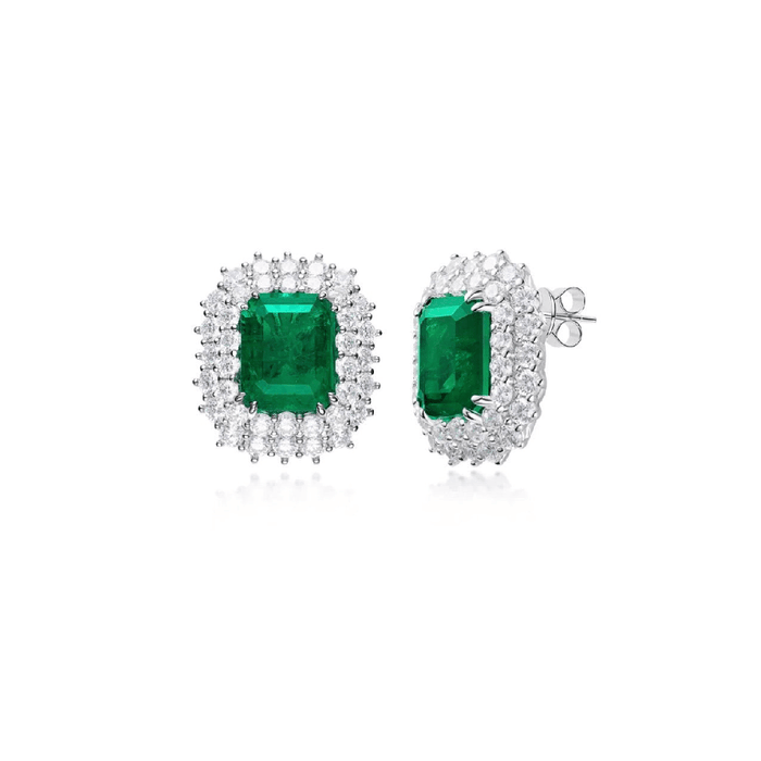 Imperial Emerald Garden Studs Earrings - Gem Vivi