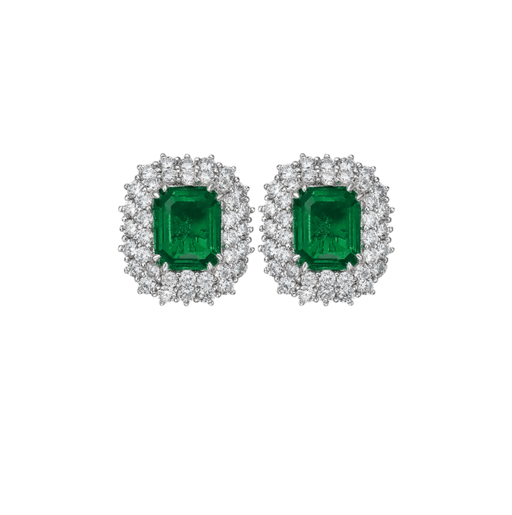 Imperial Emerald Garden Studs Earrings - Gem Vivi