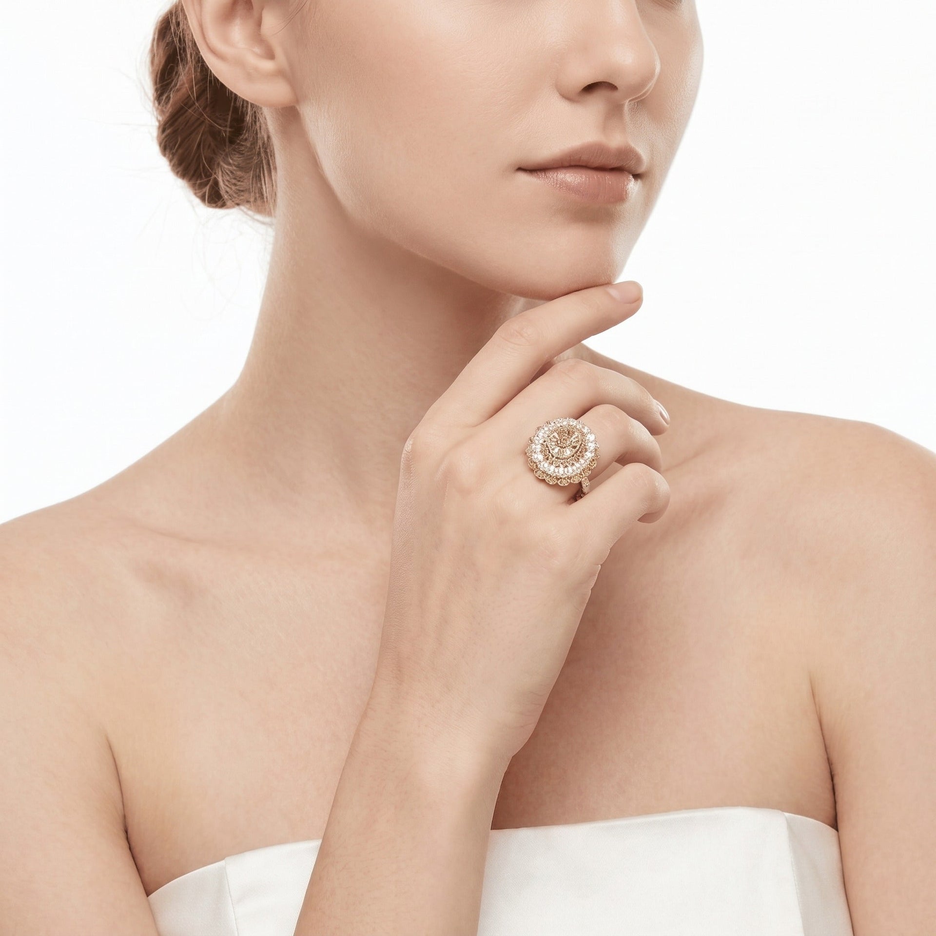 Layered Halo Oval Ring - Gem Vivi