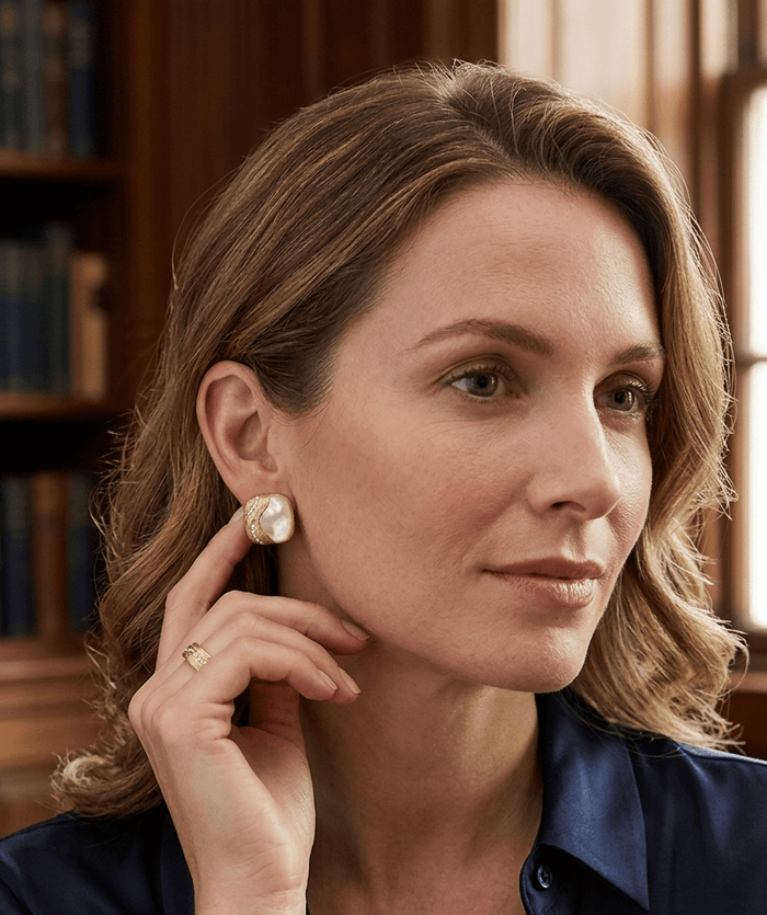Luna Pearl Stud Earrings - Gem Vivi