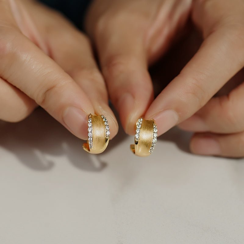 Lustre Pave Satin Hoops - Gem Vivi