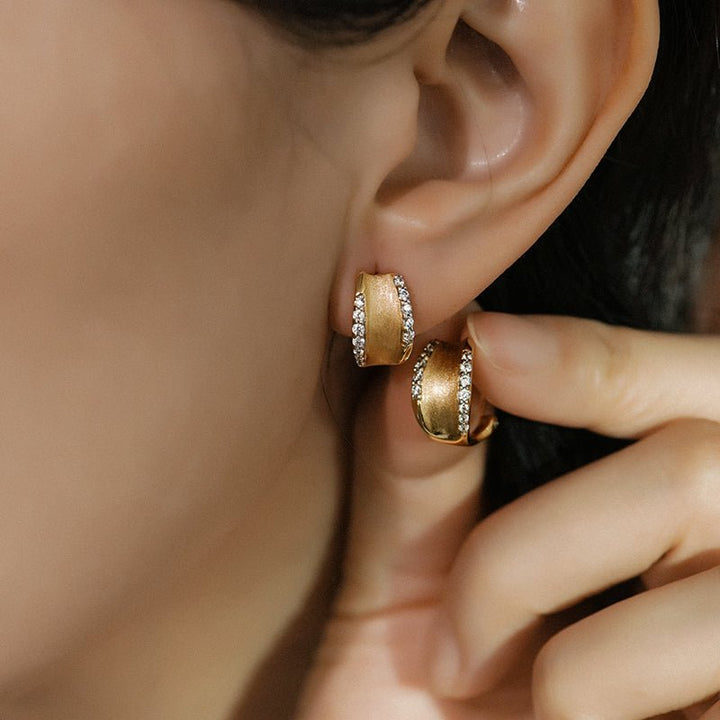 Lustre Pave Satin Hoops - Gem Vivi