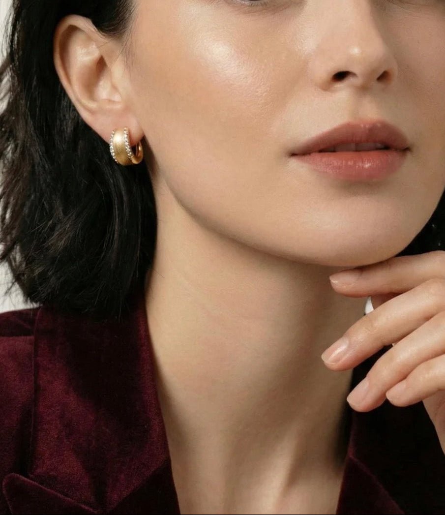 Lustre Pave Satin Hoops - Gem Vivi