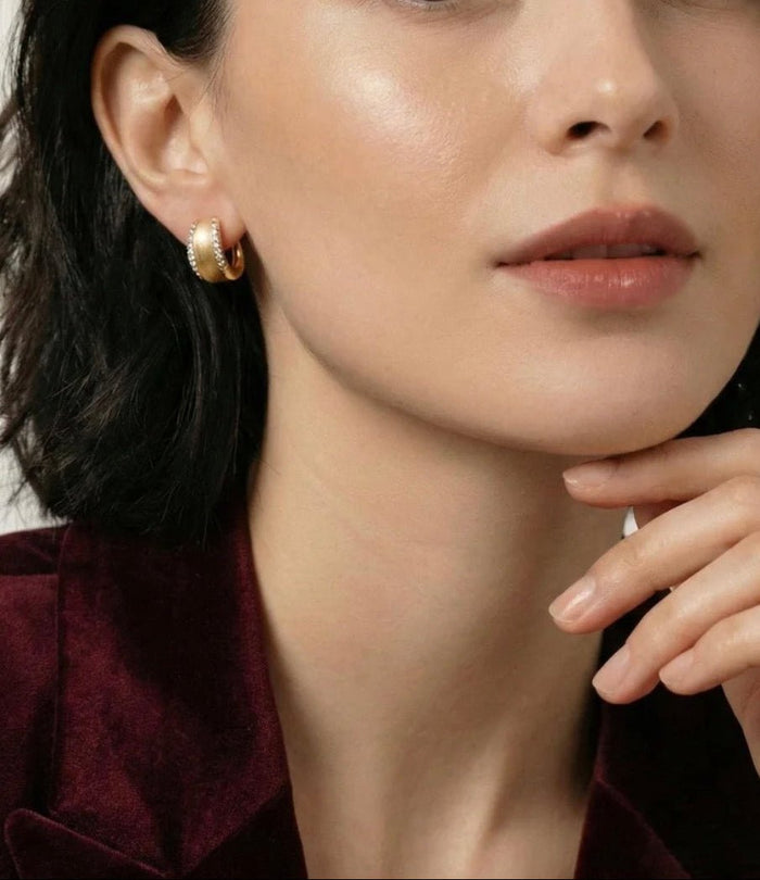 Lustre Pave Satin Hoops - Gem Vivi