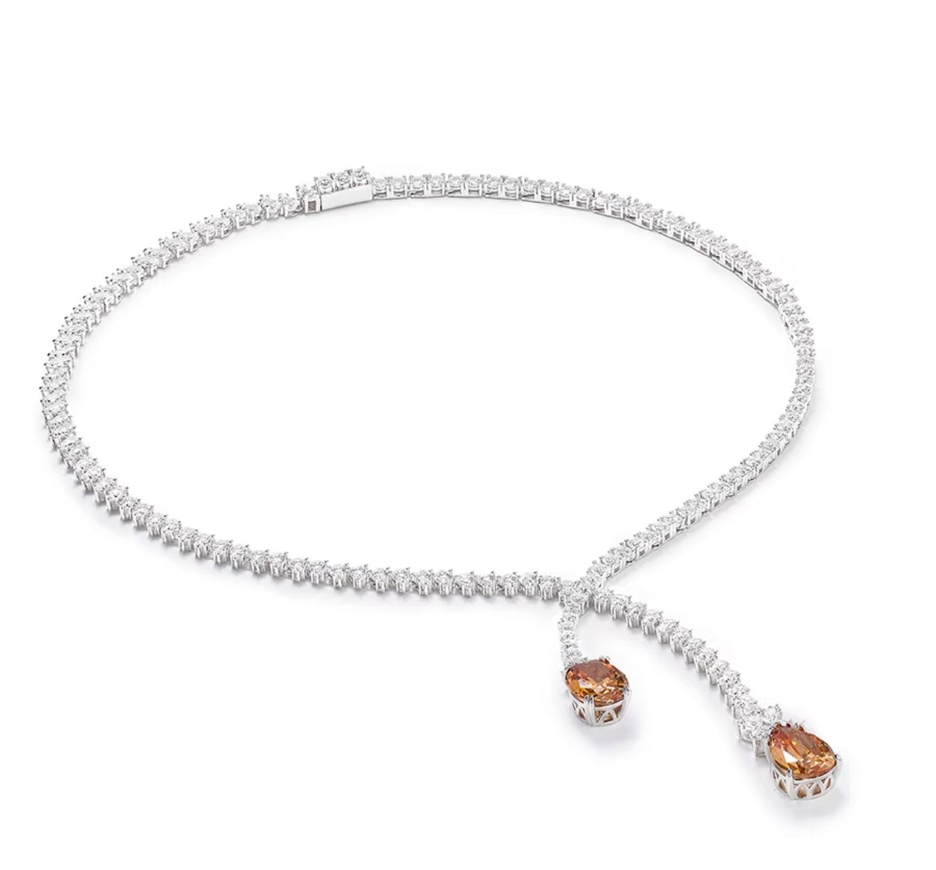 Orange Drop Lariat Necklace - Gem Vivi