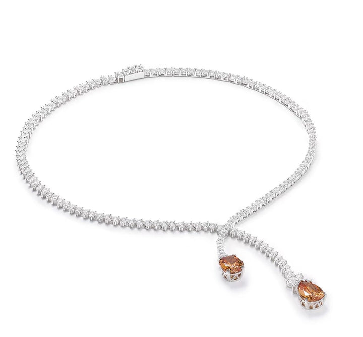 Orange Drop Lariat Necklace - Gem Vivi
