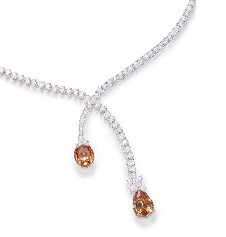 Orange Drop Lariat Necklace - Gem Vivi