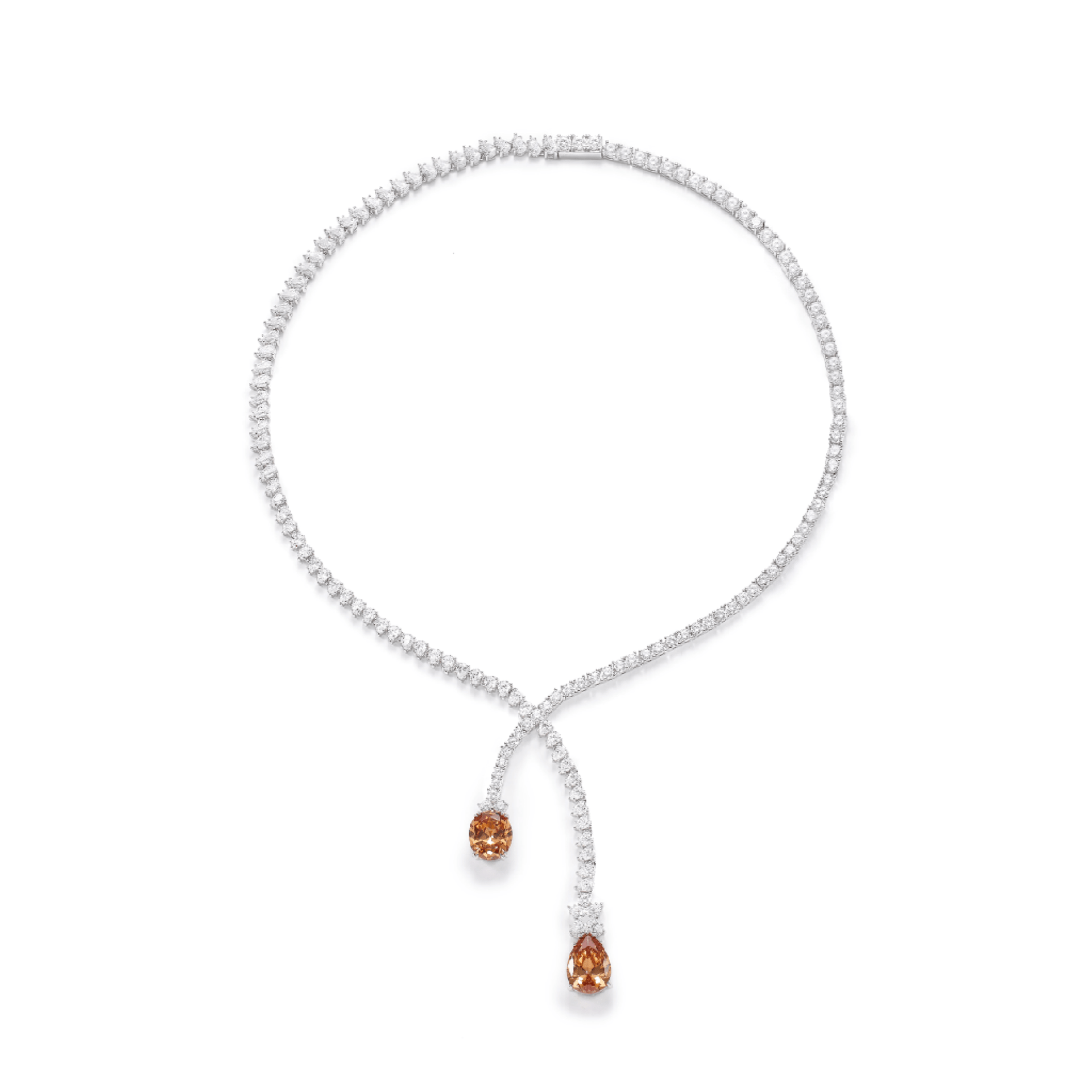 Orange Drop Lariat Necklace - Gem Vivi