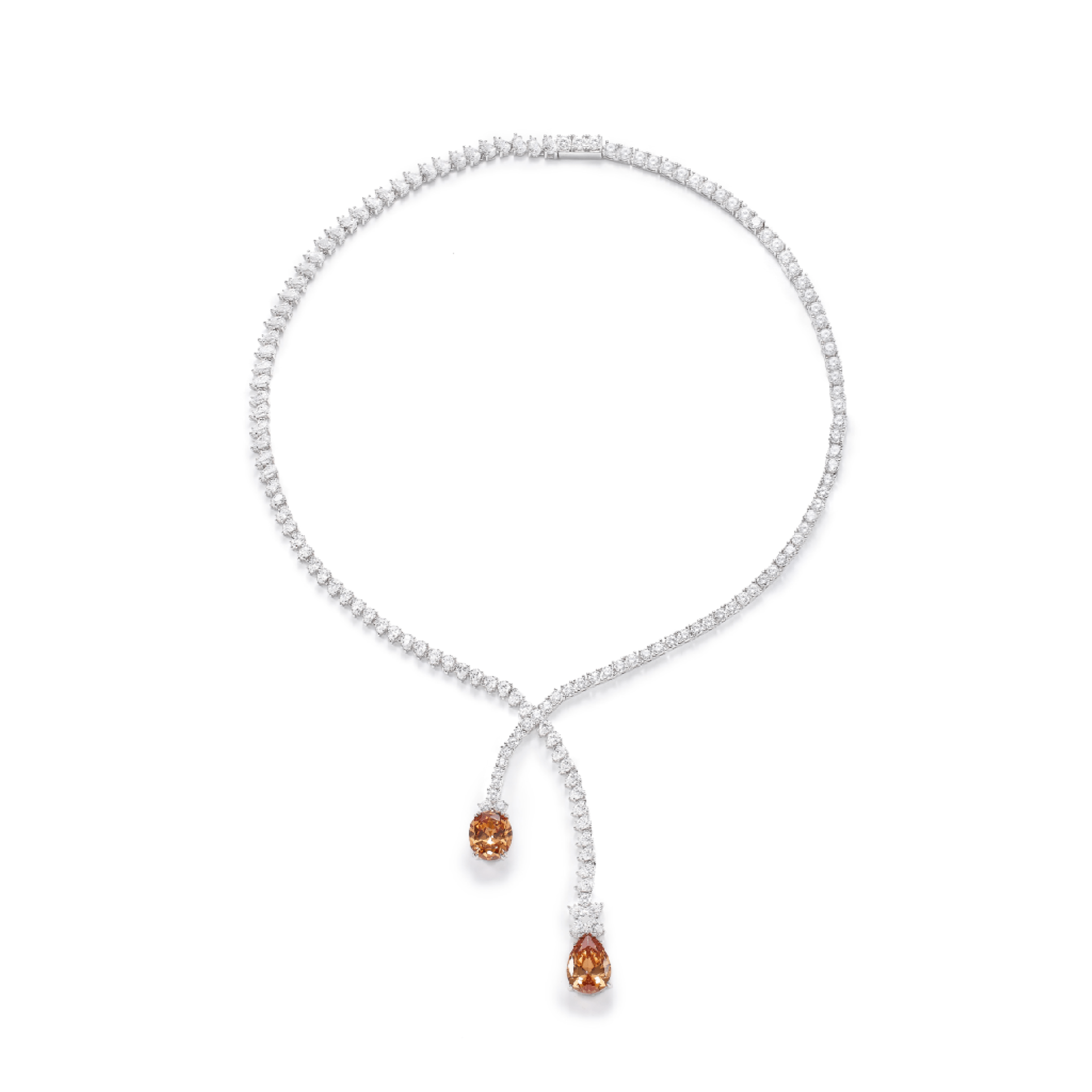 Orange Drop Lariat Necklace - Gem Vivi
