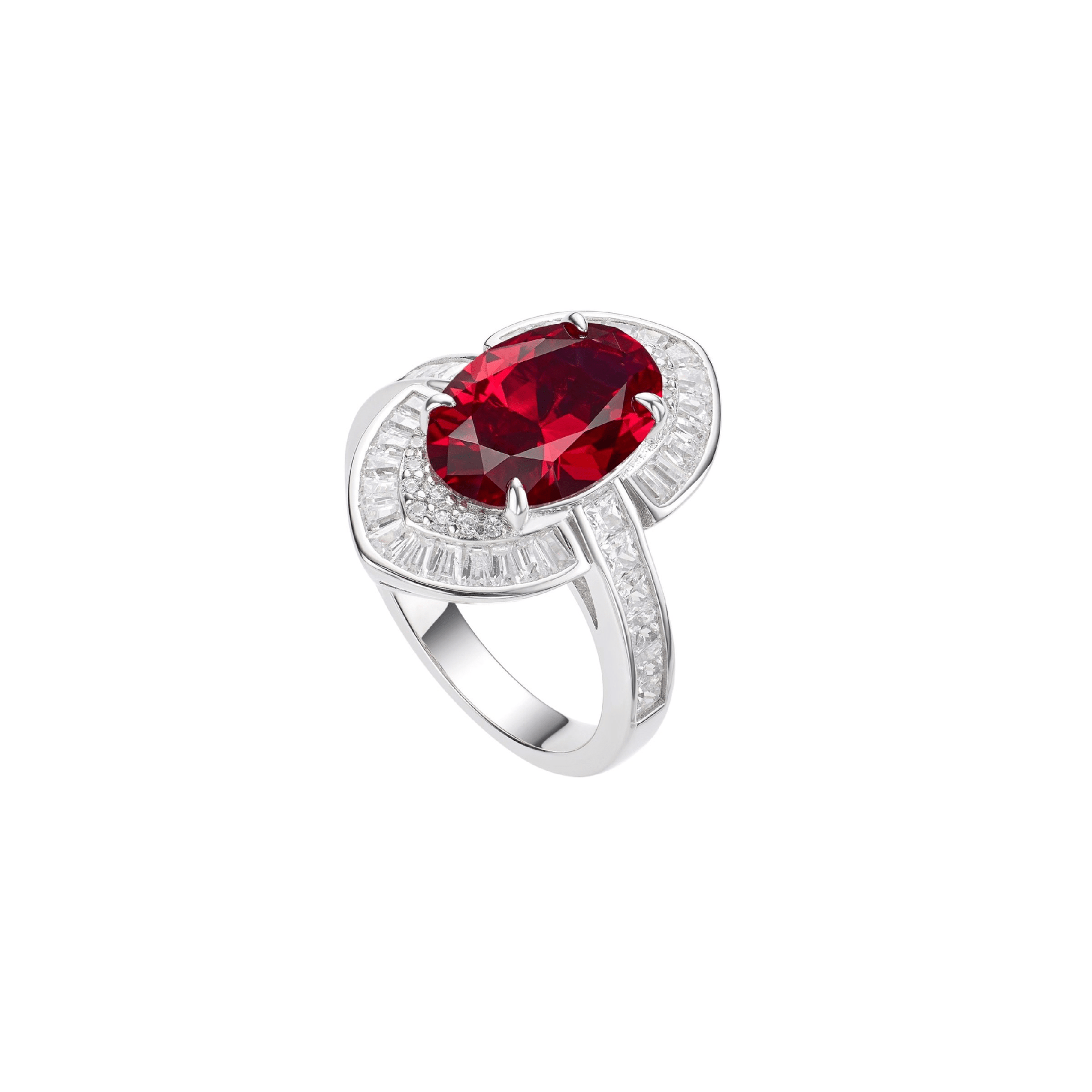 Oval Cut Ruby Halo Ring - Gem Vivi
