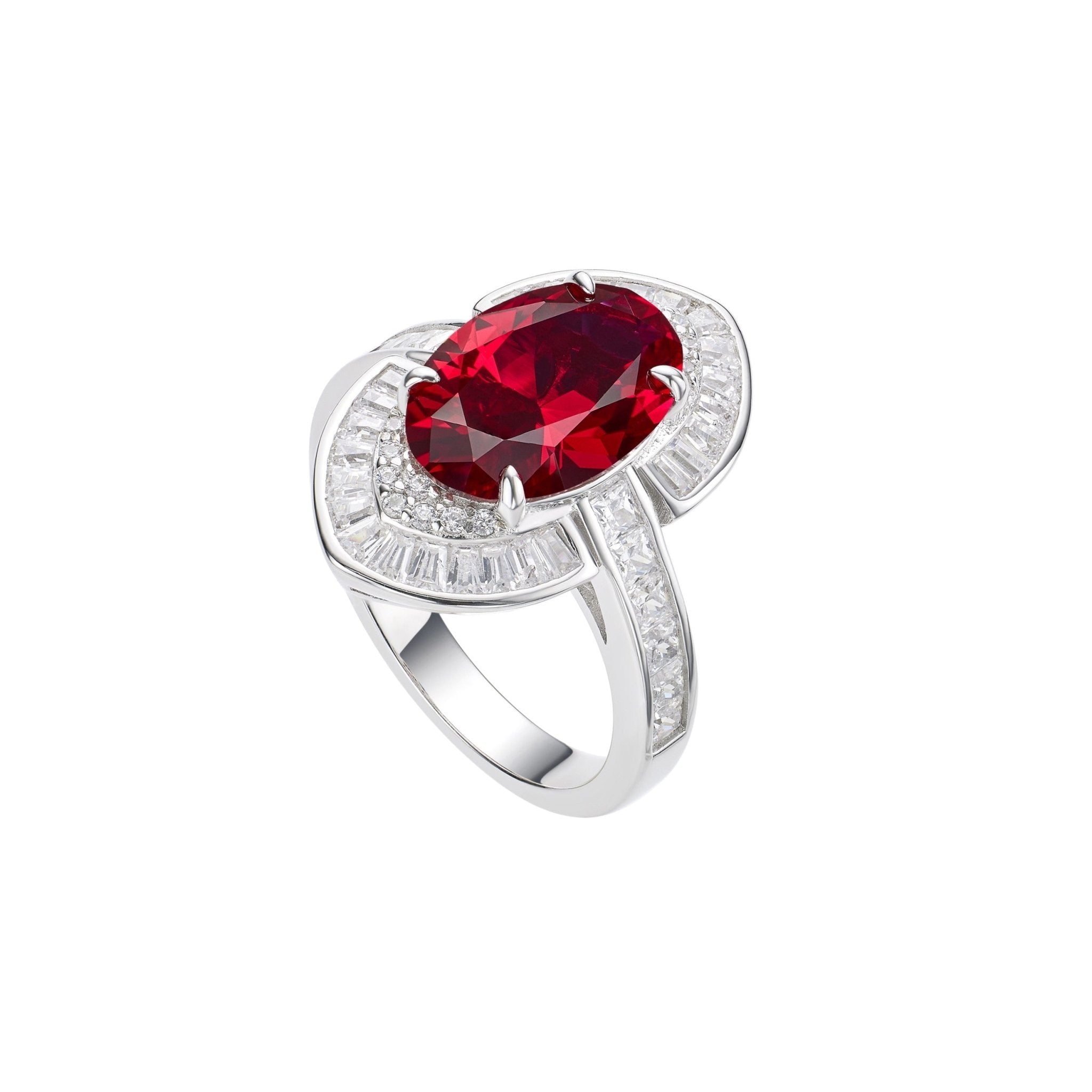 Oval Cut Ruby Halo Ring - Gem Vivi