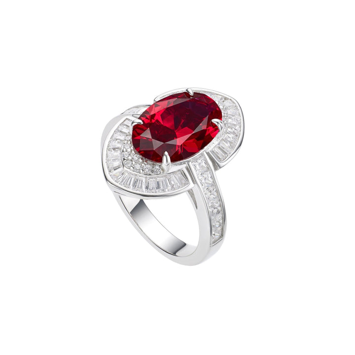 Oval Cut Ruby Halo Ring - Gem Vivi