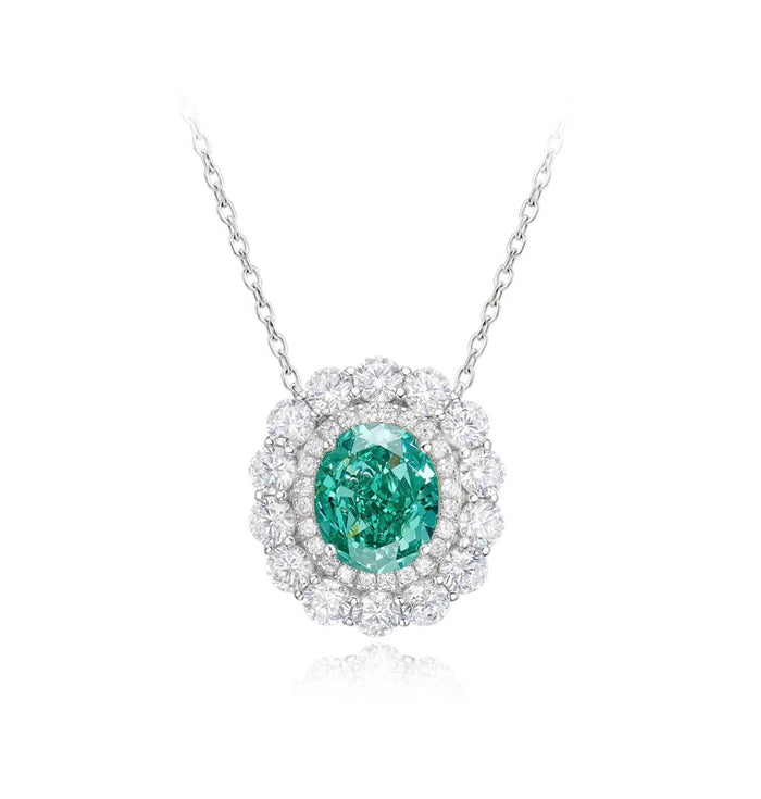 Oval Halo Paraiba Necklace - Gem Vivi