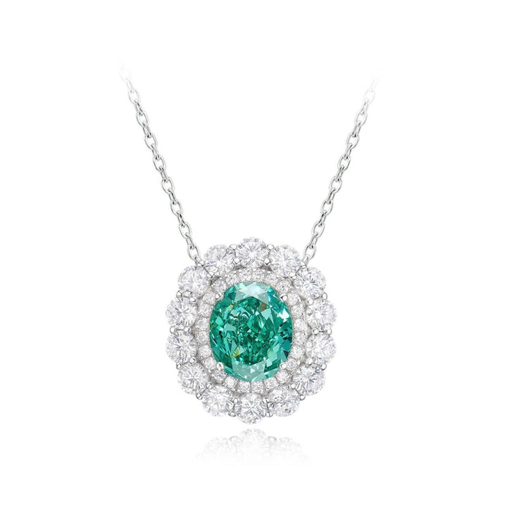 Oval Halo Paraiba Necklace - Gem Vivi