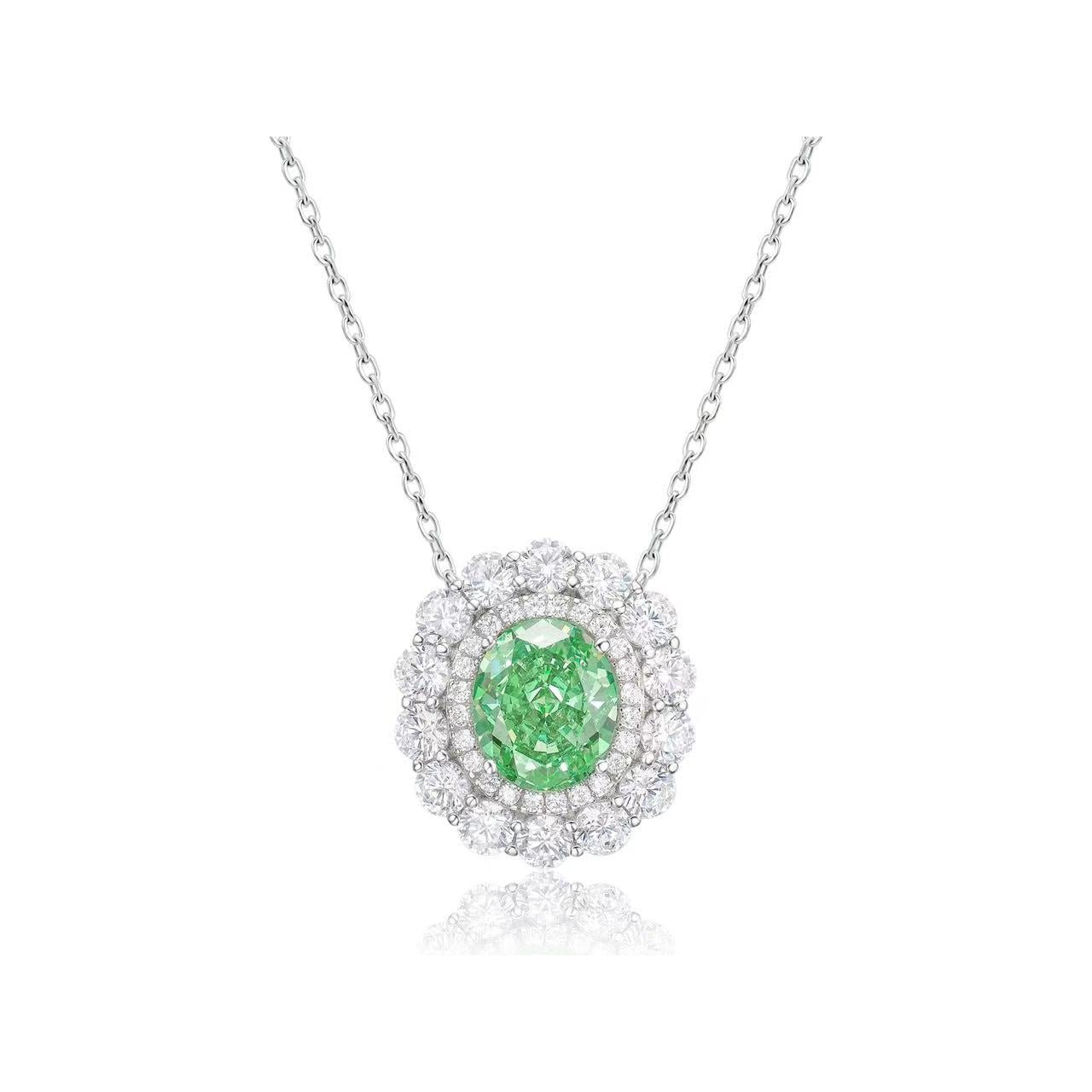 Oval Halo Paraiba Necklace - Gem Vivi
